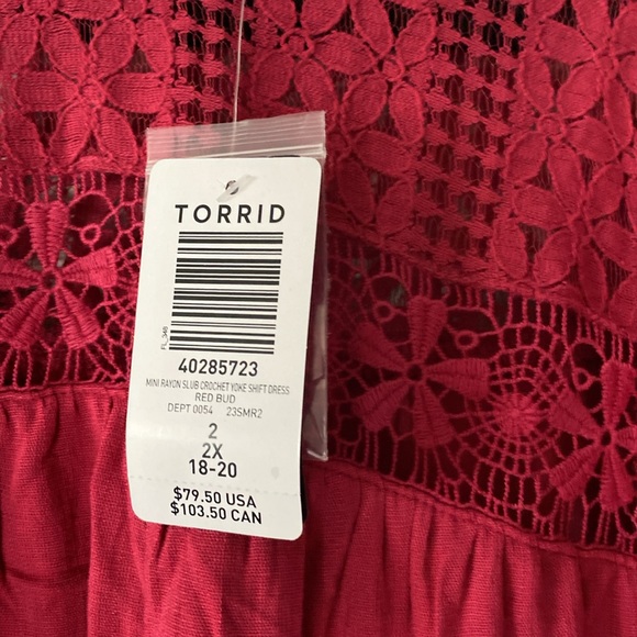 Torrid Mini Rayon Slub Crochet Yoke Shift Dress - Picture 7 of 11